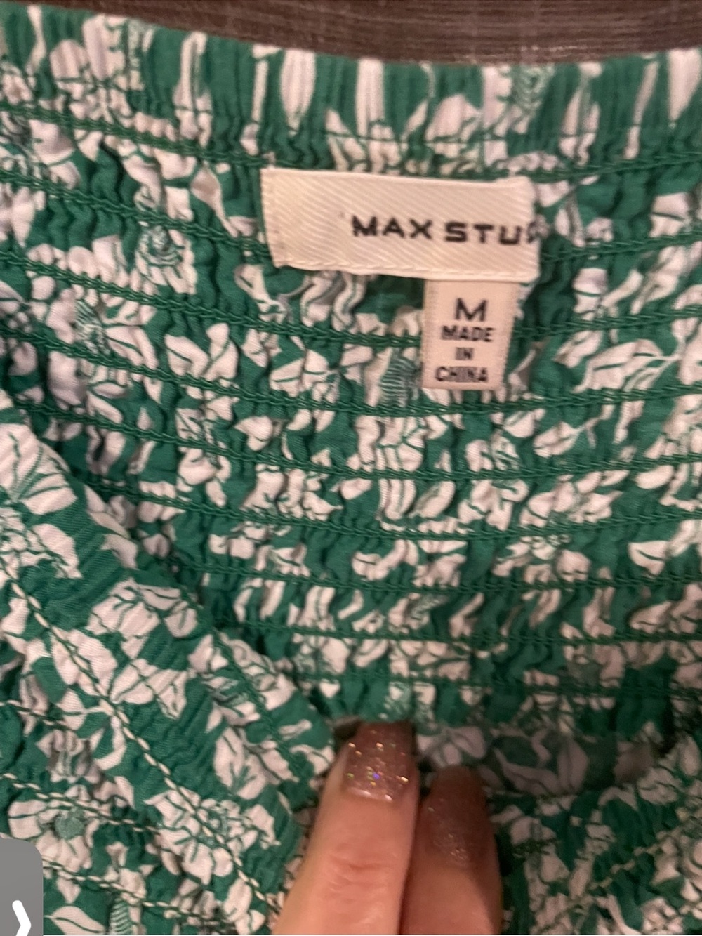 Max Studio Green and White Floral Smocked Maxi Skirt - Picture 4 of 4